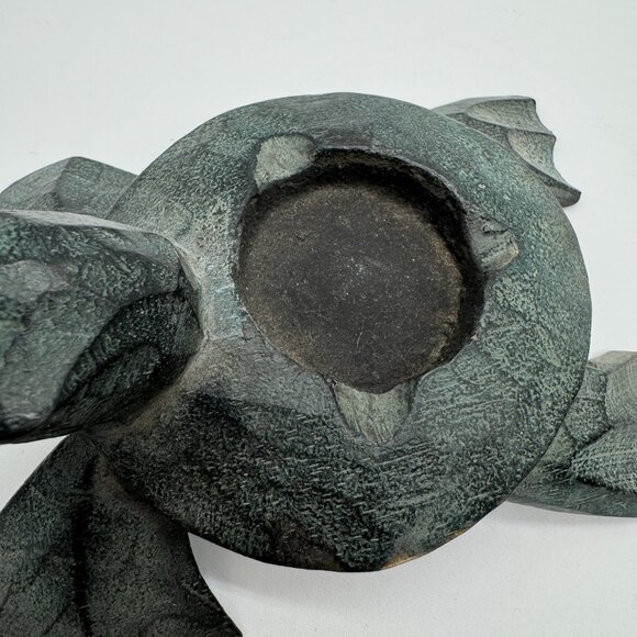 Vintage Hand Carved Wood Sea Turtle Trinket Box or Ashtray Removable Top - Picture 6 of 8